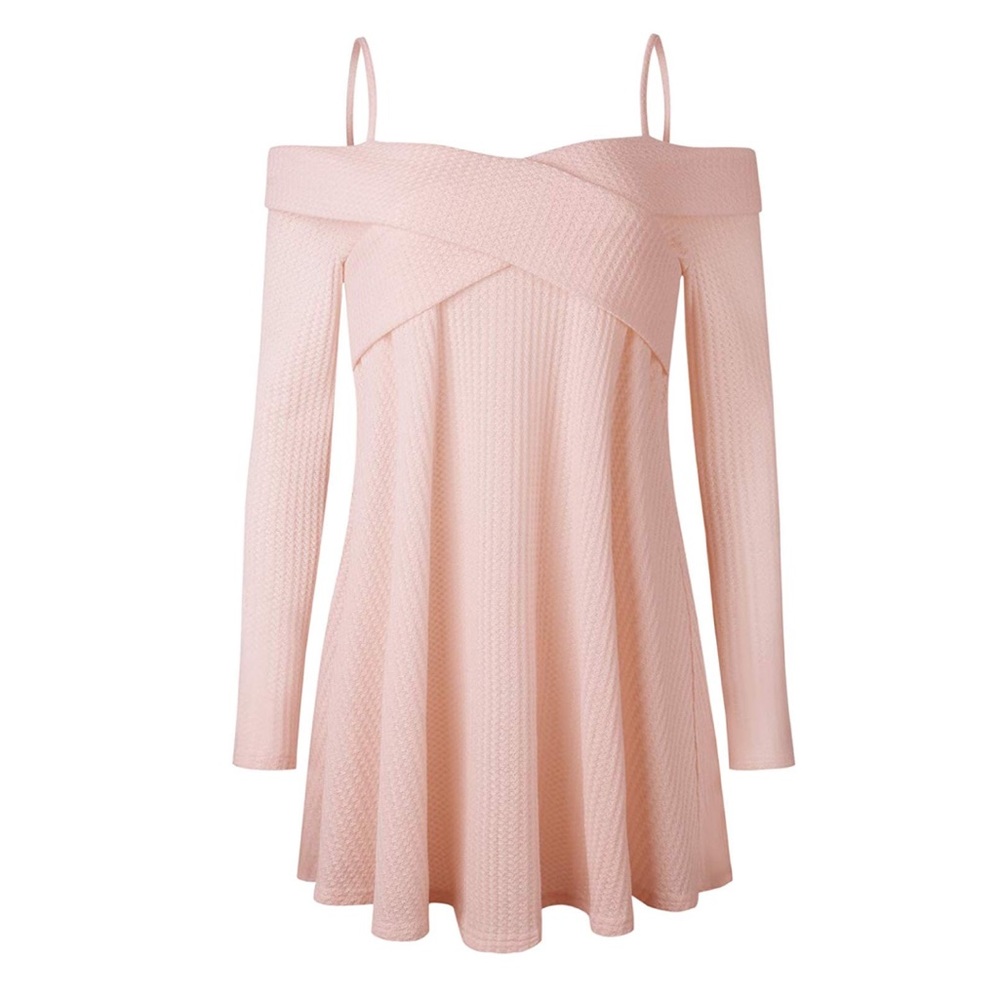 NEW💥Soft Pink Waffle Off Shoulder Tunic, S-XL - Picture 5 of 8